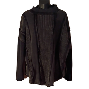RAK Boutique Black Long Sleeve Top. Mixed Textures. Size Medium.